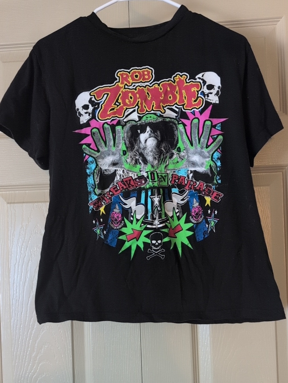 Womans Black Graphic Tee - Neon Skull Design from Hot Topic